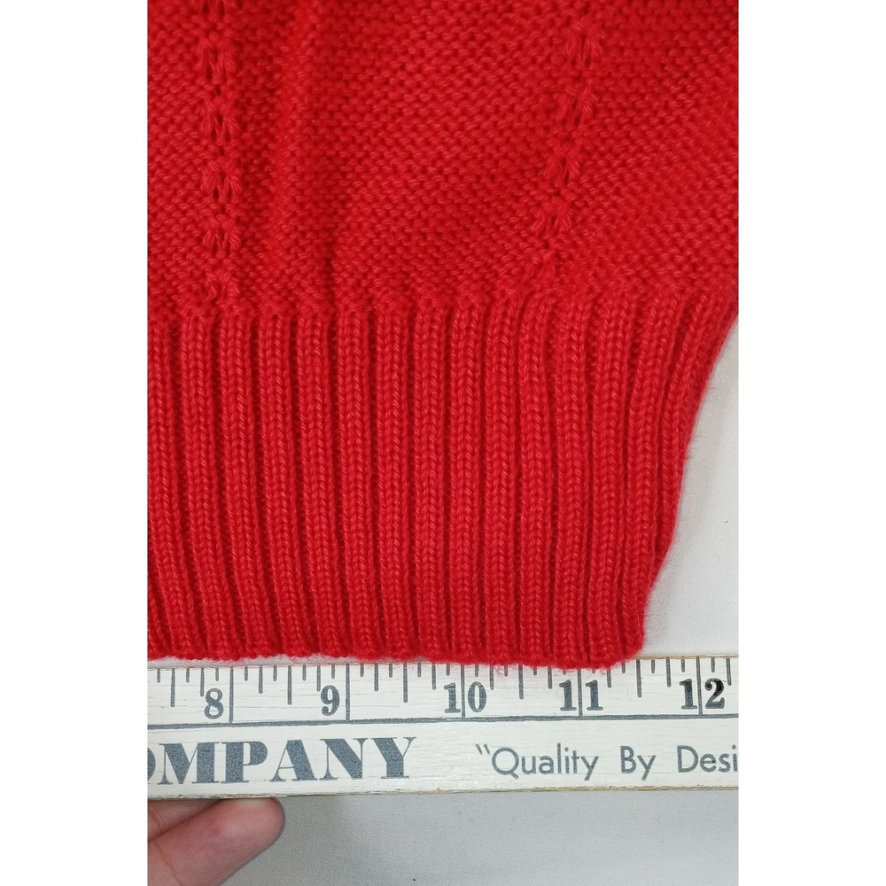 Vintage Barry & Me Red Knit Cropped Short Sleeve Sweater Women USA Made - Picture 10 of 11